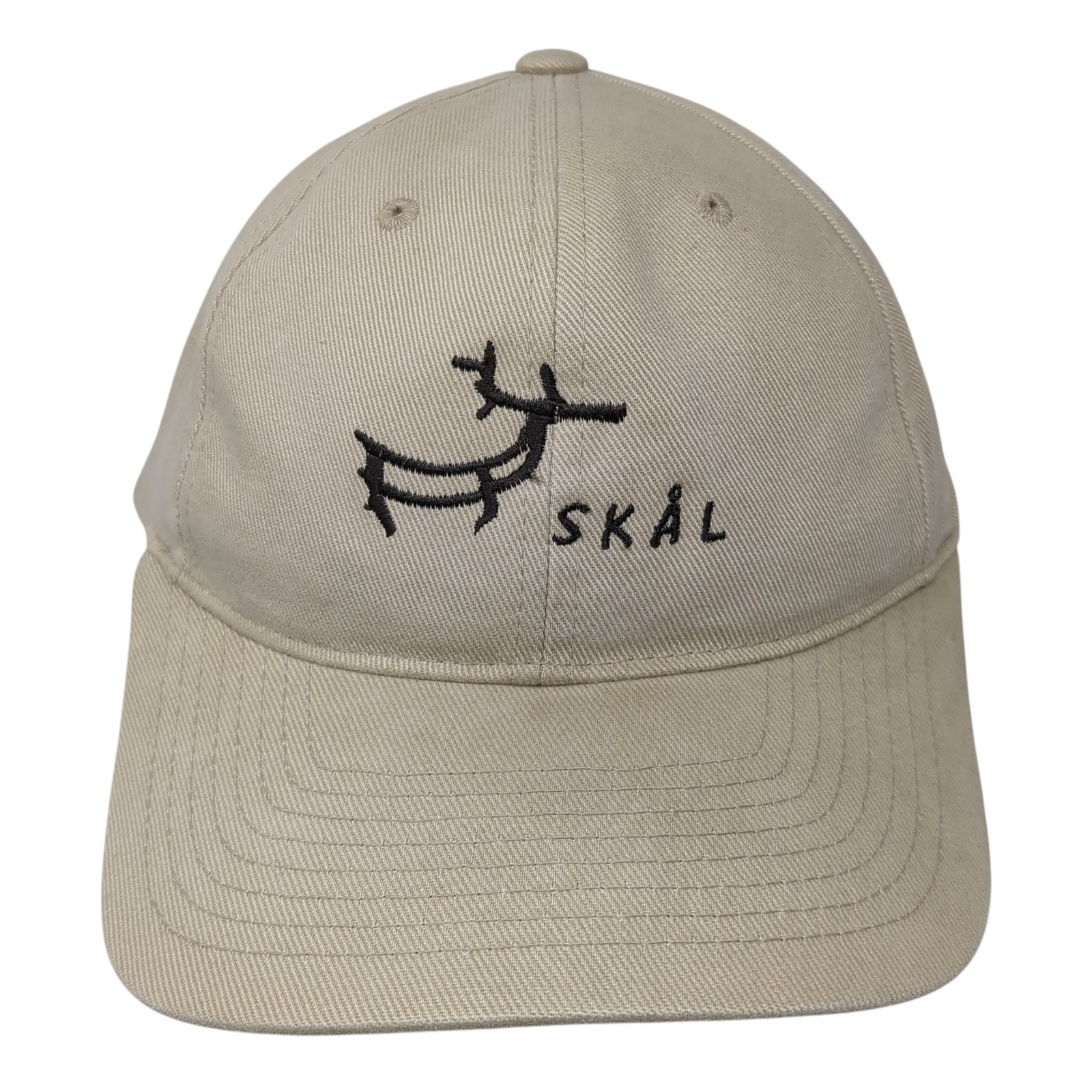 Skal Strapback Baseball Hat Beige One Size Embroidered Logo Yupoong